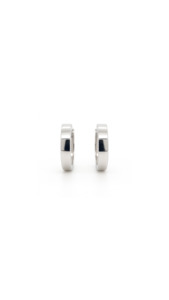 Gold Earrings: Rectangle Tube Hoop Earrings in 9ct White Gold