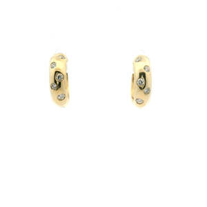 Gold Jewellery: 9ct Yellow Gold Diamond Scatter Set Hoop Earrings