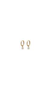 Gold Jewellery: 9ct Yellow Gold 0.50ct Pear Cut Laboratory Grown 12mm Huggie Earrings
