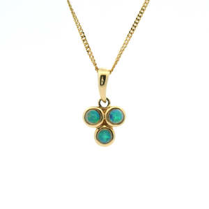 Opal: Opal 14ct Yellow Gold Triple Bezel Set Pendant