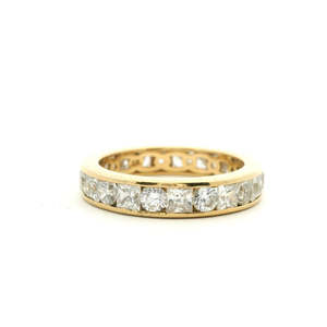 Estate 15ct Yellow Gold Cubic Zirconia Princess and Round Cut Eternity Ring