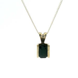 Estate 9ct Yellow Gold Sapphire & Diamond Pendant
