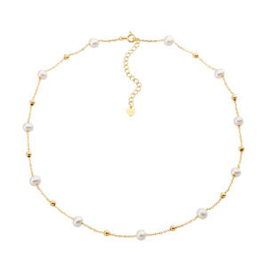 Ellani Gold Plated Freshwater & Ball Necklace