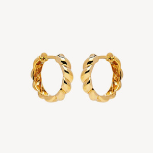 Najo 14ct Gold Plated 4x16mm Zippy Twist Huggie Earrings