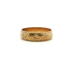 Estate 9ct Yellow Gold Patterned Engraved 4.7mm Band
