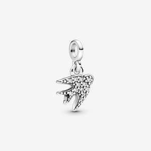 Pandora Sterling Silver Swallow Dangle Charm with Clear CZ 798984c01