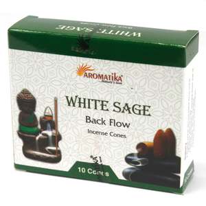 Backflow Incense Cones: Aromatica Backflow Incense Cones - White Sage
