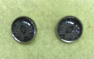 Glass Stud Earring - Brown Pattern (1)