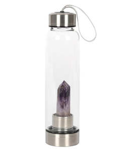 Crystal Infused Glass Bottles: Amethyst Calming Glass Water Bottle