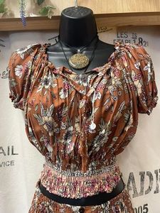 Top - Caramel Floral Print