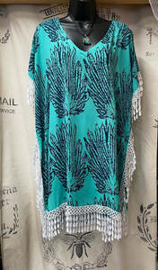 Tasselled Leaf Print Top - Green