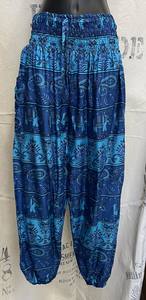 Blue Elephant Paisley Print Pants