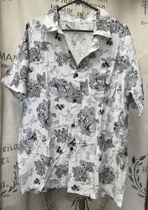 Mens Clothing: Men's Shirt - XXL - White with Grey/Black Print