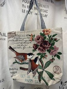 Large Colourful Shopper - Floral Birds