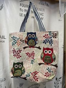 Large Colourful Shopper - Owls & Leaves