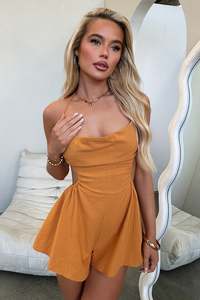 Playsuits 1: Colonia Backless Playsuit - Burnt Orange