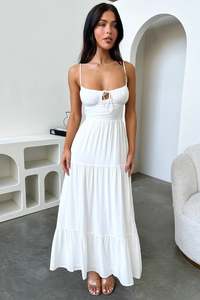 Allie Open Back Maxi Dress - White