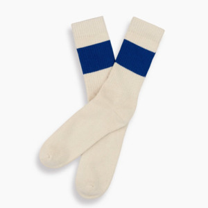 Footwear: Sport Socks - Ecru/Blue