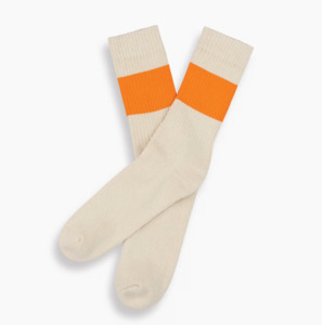 Footwear: Sport Socks - Ecru/Orange