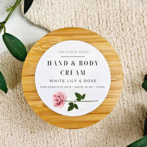 White Lily & Rose Hand & Body Cream | Glass Jar with Bamboo Lid