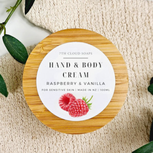 Raspberry & Vanilla Hand & Body Cream | Glass Jar with Bamboo Lid