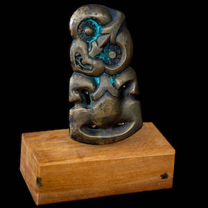 Jade Hei Tiki: Large Bronze Tiki Sculpture by Alex Sands
