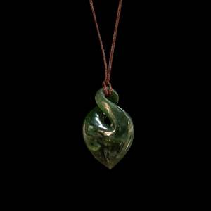 Orphaned: Small Jade Pikorua twist, hand crafted by Luke Gardiner