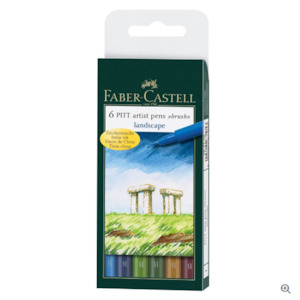 Faber-Castell - 6 Pitt Artist Pens Brush, Landscape - the-marketplace.co.nz