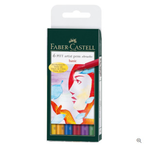 Faber-Castell - 6 Pitt Artist Pens, Basic - the-marketplace.co.nz