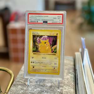 All Collectables: 1999 Pokémon Base Set Pikachu Red Cheeks Shadowless #58 PSA 8