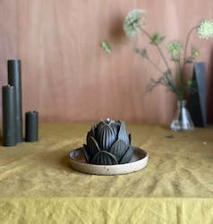 Candle And Ceramic Sets: Olive Lotus Candle & Ceramic plate