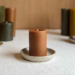 Candle And Ceramic Sets: Classic Pillar & Small Candle Plate
