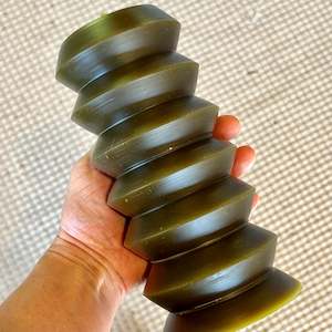 Nz Beeswax Candles: Olive Squat ZigZag Candle