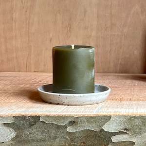 Candle And Ceramic Sets: Small Pillar/Ceramic Plate Set