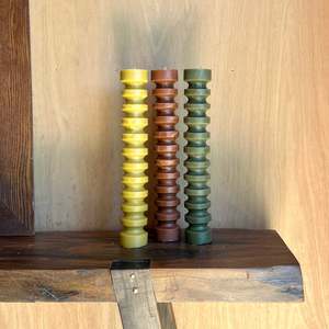 Nz Beeswax Candles: Slim Ridged Pillar Candle