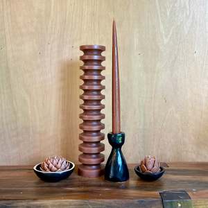 Nz Beeswax Candles: Auburn Ridged Pillar Candle
