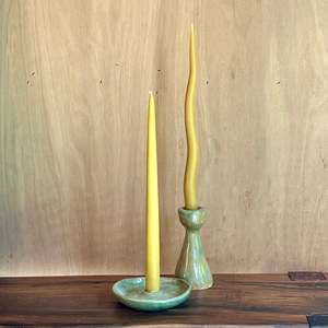 Candle And Ceramic Sets: Green/yellow Ceramic/Candle Sets