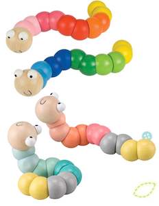 Wooden Toy: Wooden mini worm family