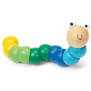 Wooden Toy: Wooden mini worm blue