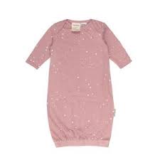Woolbabe Sleeping Gown - Merino and Cotton mix - Dusky Pink Star