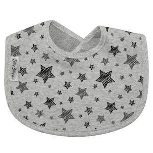 Jersey Cotton: Jersey Cotton Bib - Grey Stars