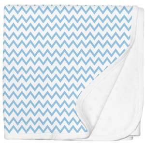 Jersey Cotton Stroller Blanket - Blue Chevron