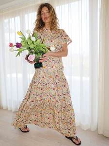 Lollys Laundry: SunsetLL Maxi Skirt - Flower Print