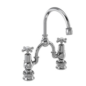 Burlington Claremont Regent Two Tap Hole Arch Mixer with Curved Spout (200mm Cen&hellip;