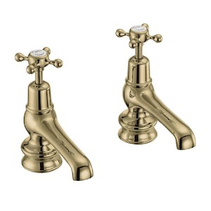 Basin Taps: Burlington Claremont Regent 12.5cm Basin Taps | Gold