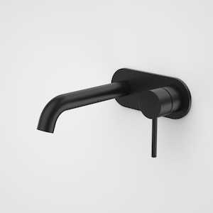 Laundry Taps Wall Mounted: Caroma Liano II Wall Basin/Bath Mixer on Backplate 175mm | Matte Black