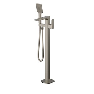Como Floor Mount Bath Filler with Hand Shower | Brushed Nickel