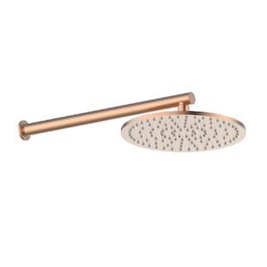 Wall Mount Rain Heads: Greens Lavish Brass Wall Shower | Brushed Copper