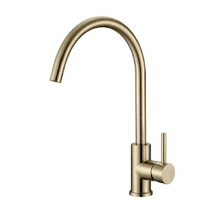 Kitchen: Evoke Gooseneck Sink Mixer | Brushed Brass