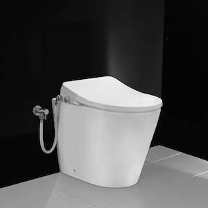 Basins Baths Toilets: Evo Floor Mount Toilet with Bidet Seat